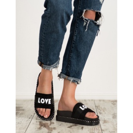 Erynn pantoufles en daim d'amour noir 1