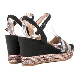SDS Sandales compensées le noir multicolore 1