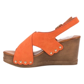 SHELOVET Sandales en daim orange 1