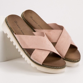 Laura Mode Chaussons en daim beiges 7