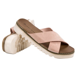 Laura Mode Chaussons en daim beiges 1