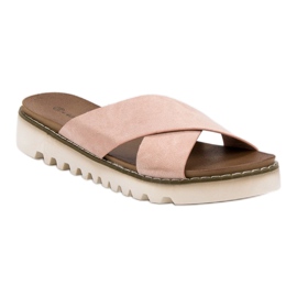 Laura Mode Chaussons en daim beiges 2