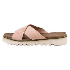 Laura Mode Chaussons en daim beiges 3
