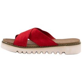 Laura Mode Pantoufles En Daim Rouge 3