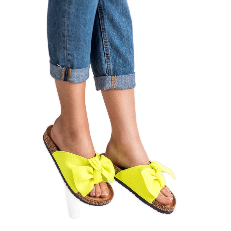 Queen Vivi Pantoufles fluo pour femmes jaune 1