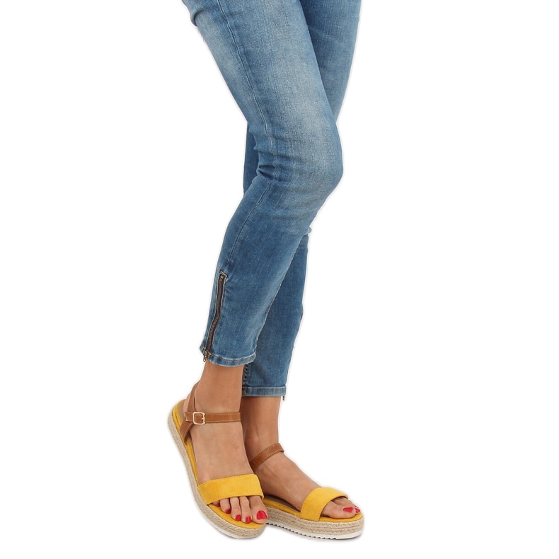 Sandales espadrilles jaunes Y-8224 Jaune brun 1