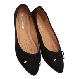 Noir 8F58 Ballerines noires à bouts en amande 1