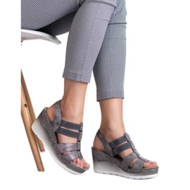 Goodin Sandales compensées confortables gris 2
