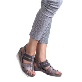 Goodin Sandales compensées confortables gris 1
