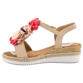 SHELOVET Sandales en daim à fleurs brun 6