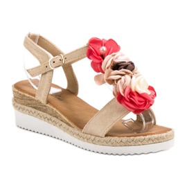 SHELOVET Sandales en daim à fleurs brun 5