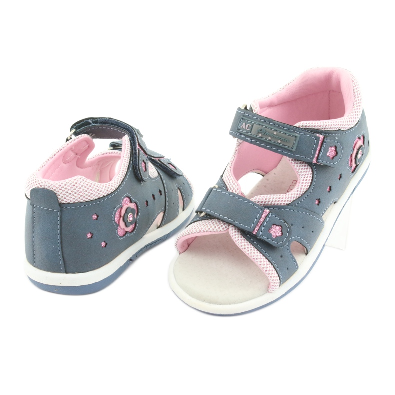 Sandales fille en jean American Club DR20 bleu rose 4