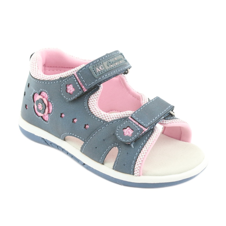 Sandales fille en jean American Club DR20 bleu rose 1