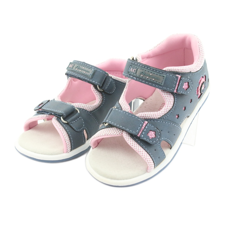 Sandales fille en jean American Club DR20 bleu rose 3