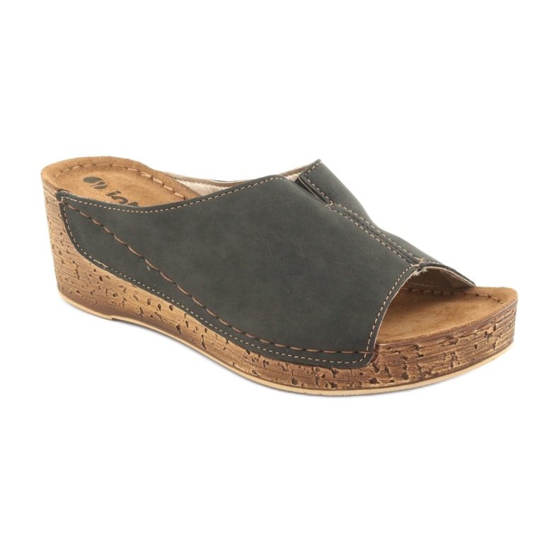 Chaussons femme compensés Inblu NG002 noir marron multicolore 1