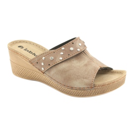 Chaussures compensées femme Inblu OS007 brun 1
