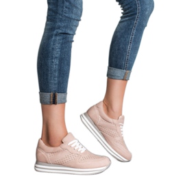 Kylie Chaussures de sport en cuir écologique rose 1