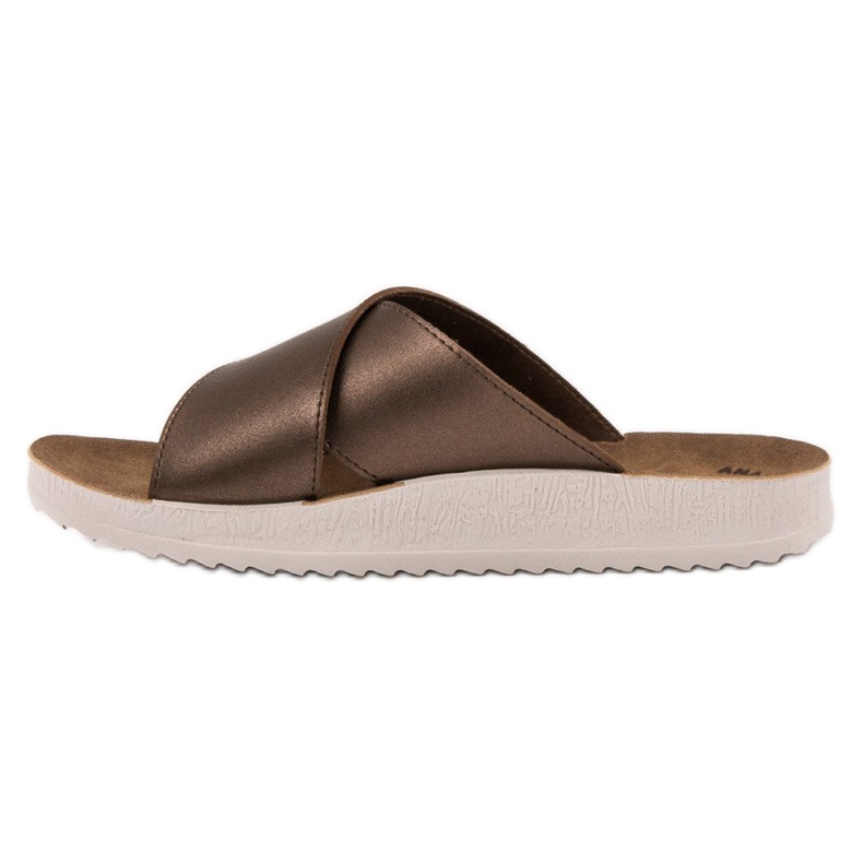 SHELOVET Pantoufles en cuir écologique brun 1