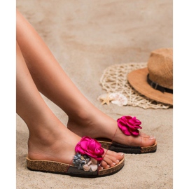 Super Me Pantoufles Avec Des Fleurs violet multicolore 4