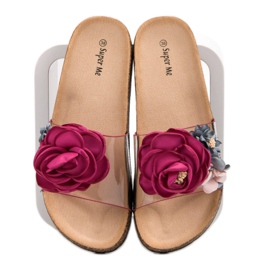 Super Me Pantoufles Avec Des Fleurs violet multicolore 3