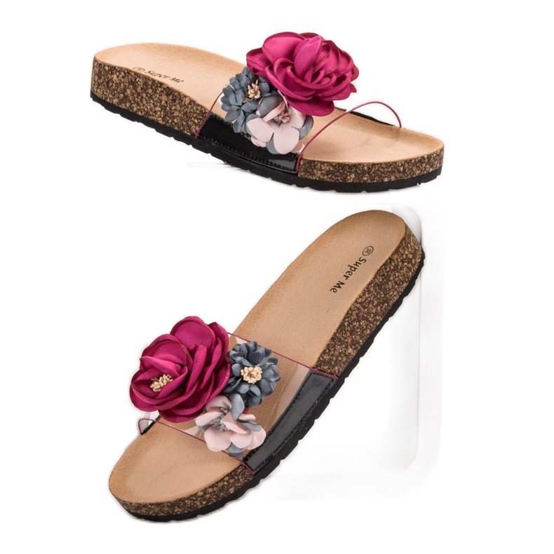 Super Me Pantoufles Avec Des Fleurs violet multicolore 1