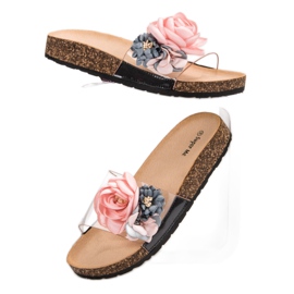 Super Me Pantoufles Avec Des Fleurs rose 2