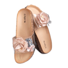Super Me Pantoufles Avec Des Fleurs brun multicolore 5