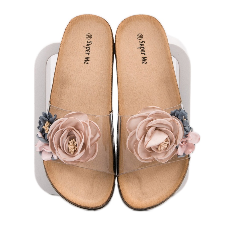 Super Me Pantoufles Avec Des Fleurs brun multicolore 1