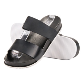 Laura Mode Pantoufles En Caoutchouc Noir 1