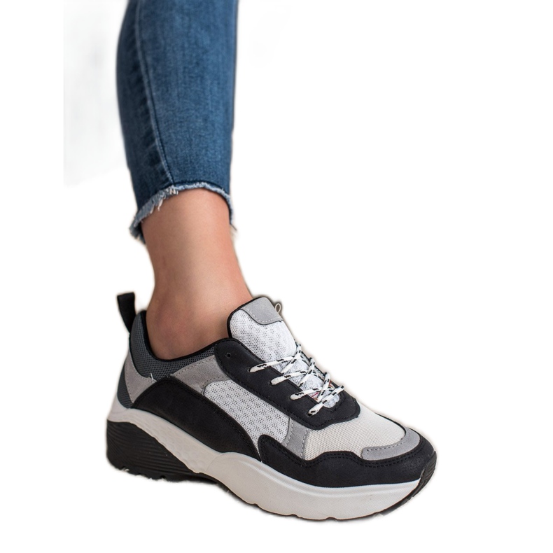 SHELOVET Baskets à la mode blanche le noir gris 1