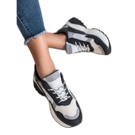 SHELOVET Baskets à la mode blanc noir gris 2