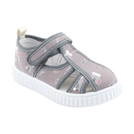 Chaussures enfant American Club grises avec Velcro TEN 27/19 blanche 1