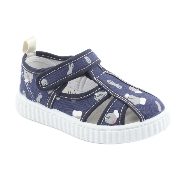 Chaussures enfant American Club bleu marine avec Velcro TEN 27/19 blanche gris 1