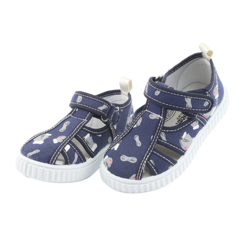 Chaussures enfant American Club bleu marine avec Velcro TEN 27/19 blanche gris 3
