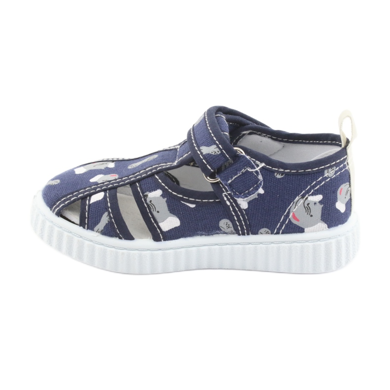 Chaussures enfant American Club bleu marine avec Velcro TEN 27/19 blanche gris 2