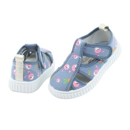 American Club chaussures pour enfants avec velcro bleu TEN 32/19 blanche rose 4