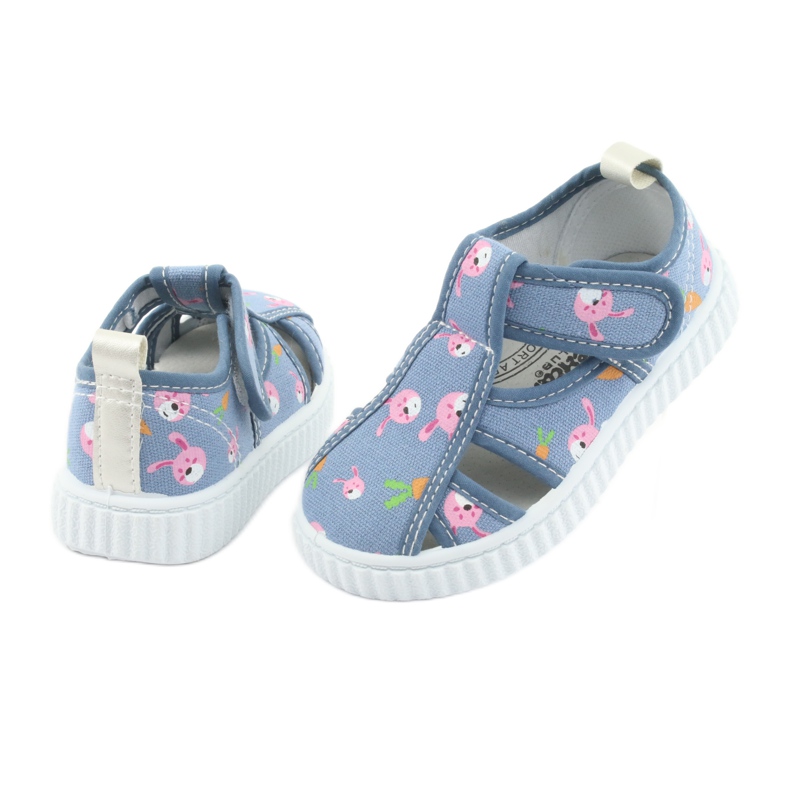 American Club chaussures pour enfants avec velcro bleu TEN 32/19 blanche rose 4