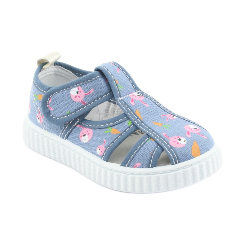American Club chaussures pour enfants avec velcro bleu TEN 32/19 blanche rose 1