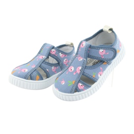 American Club chaussures pour enfants avec velcro bleu TEN 32/19 blanche rose 3