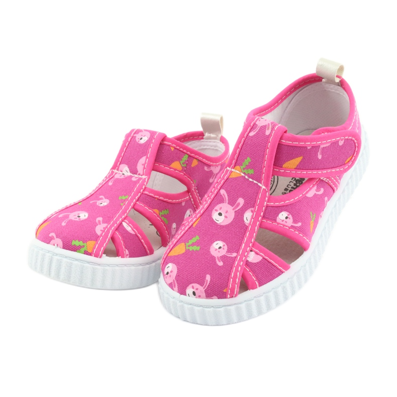 American Club chaussures pour enfants avec velcro rose TEN 32/19 blanc 3