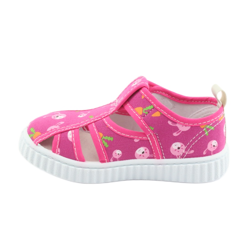 American Club chaussures pour enfants avec velcro rose TEN 32/19 blanche 2