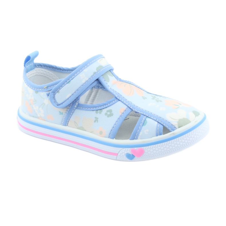 American Club chaussures pour enfants velcro bleu TEN 27/19 blanc vert 1