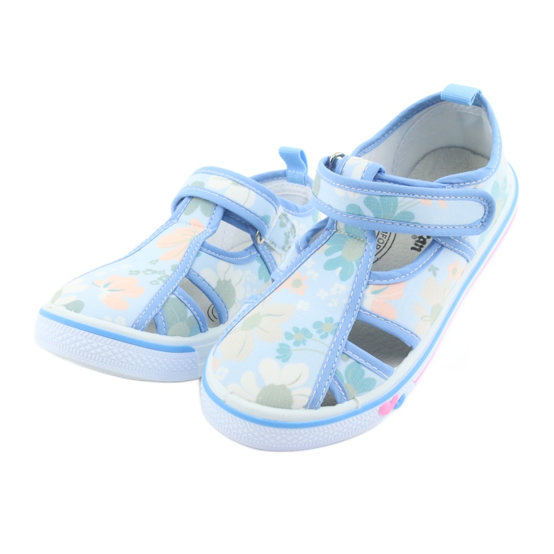 American Club chaussures pour enfants velcro bleu TEN 27/19 blanc vert 3