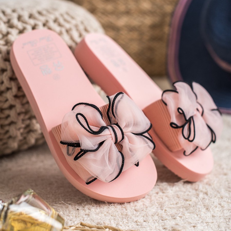 Best Shoes Pantoufles En Mousse Avec Un Noeud rose 2