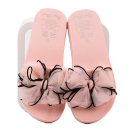 Best Shoes Pantoufles En Mousse Avec Un Noeud rose 1