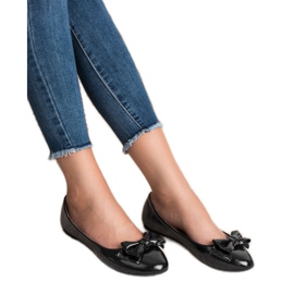 Comer Ballerines Laquées Avec Noeud le noir 2
