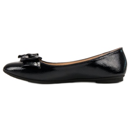 Comer Ballerines Laquées Avec Noeud bleu marin bleu 1