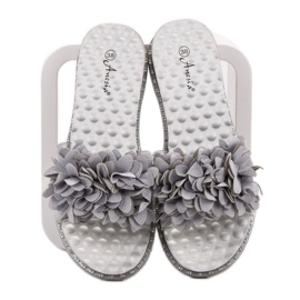 Anesia Paris Pantoufles En Caoutchouc Avec Fleurs gris 1