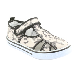 Chaussures pour enfants American Club avec semelle intérieure en cuir Velcro blanc brun noir gris 1