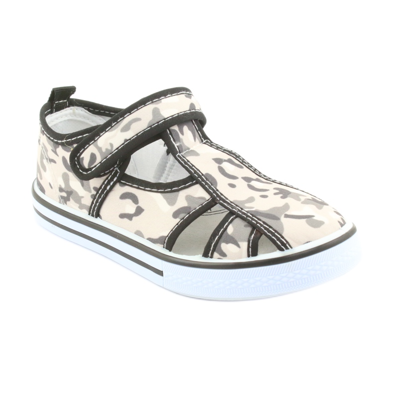 Chaussures pour enfants American Club avec semelle intérieure en cuir Velcro blanc brun noir gris 1